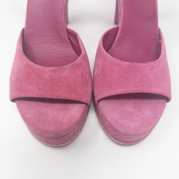 Chanel Pink Suede Platform Heels with Chain CC Logo 41.5 EU - Picture 8 of 10